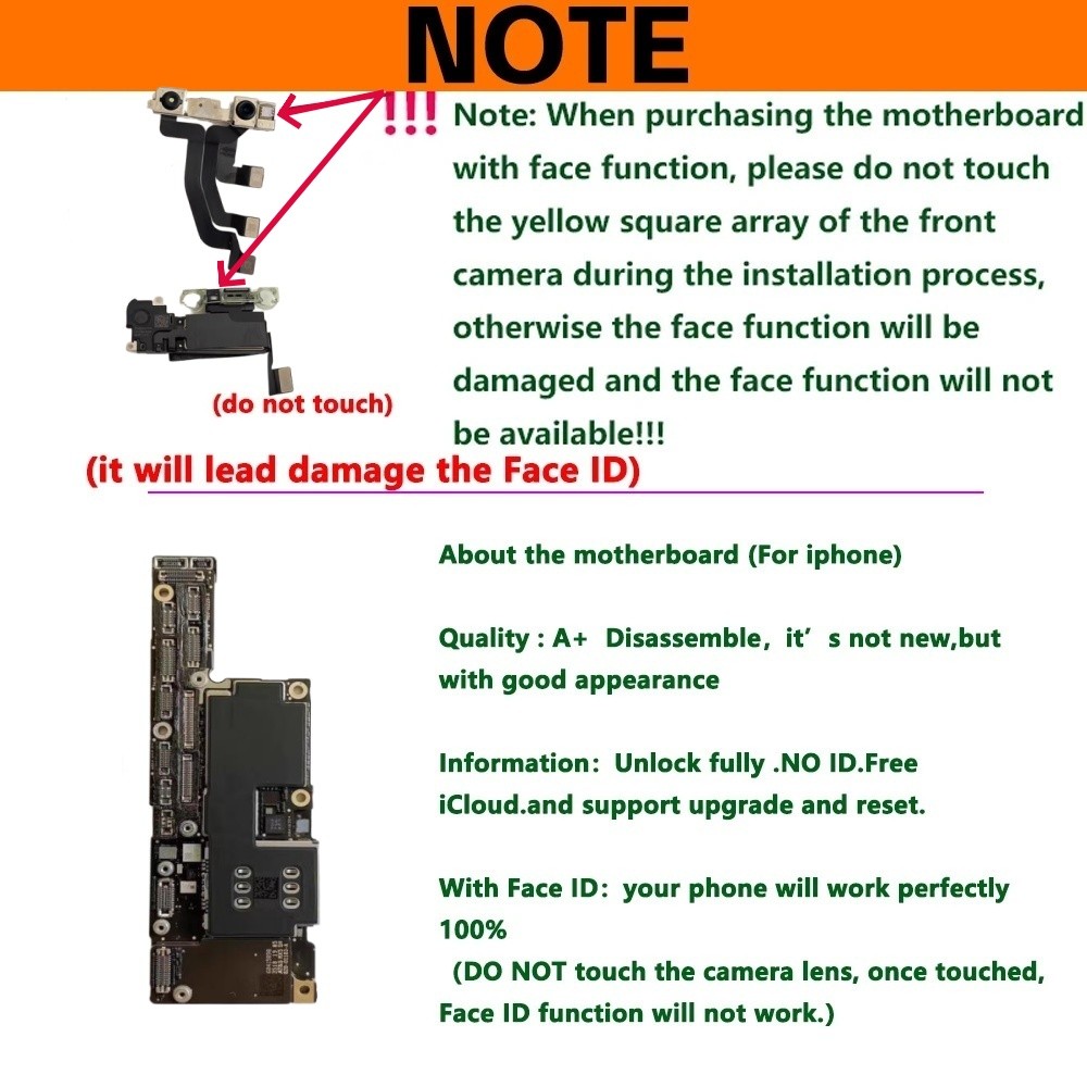 Fully Unlocked For iPhone X XR with Face ID Mainboard Logic Board Free iCloud For iPhone XS Max