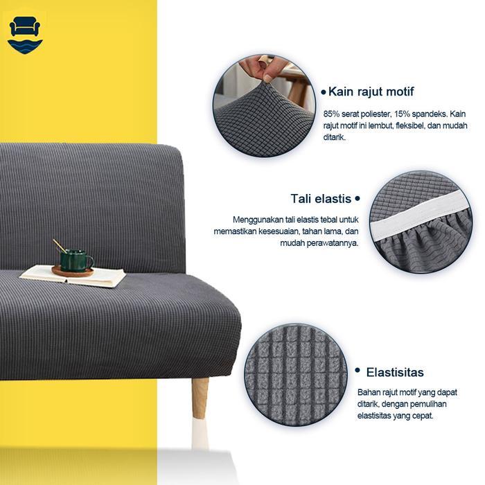 [Tanpa pegangan cover sofa bed] Kain tenun bermotif yang dapat dicuci dengan mesin, sarung sofa