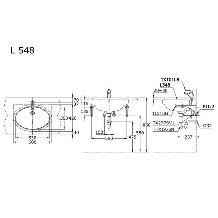 Wastafel TOTO L548