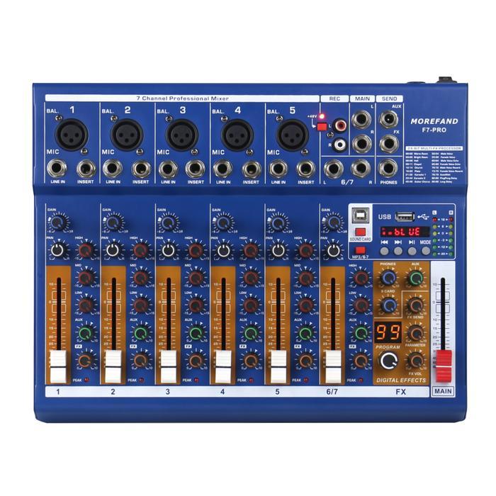Morefand Mixer-F4/7 Pro Adalah Mixer Profesional Yang Dilengkapi Dengan Antarmuka Sound Card,