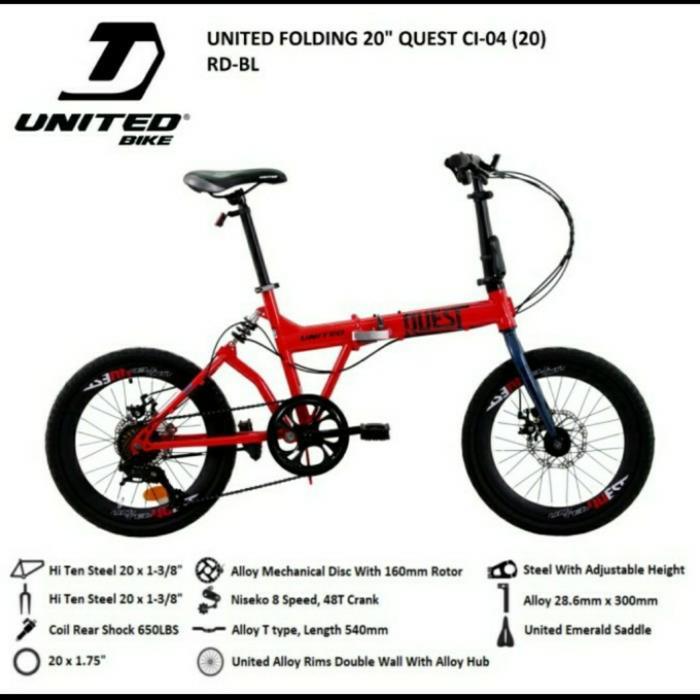 sepeda lipat murah 20" UNITED QUEST SHIMANO
