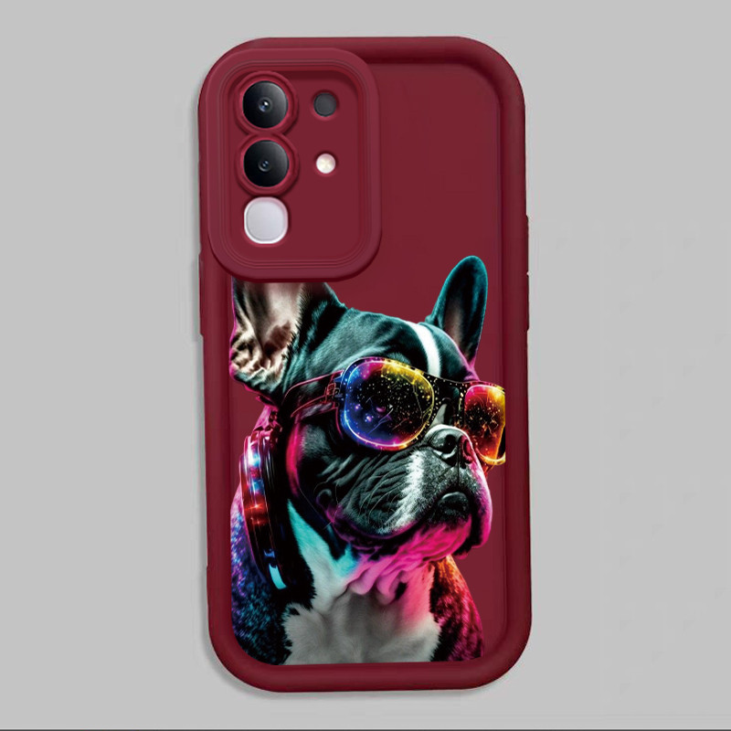 Casing Hp untuk VIVO Y29 4G Y300T 5G T4X 5G Case Foto French Bulldog tren mode Kasing silikon Cesing