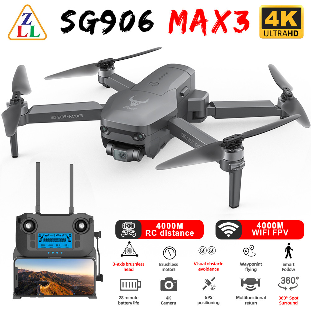 . Sg906 Max3 Drone 4K Camera Professional 3-Axis Gimbal 5G Wifi Gps -