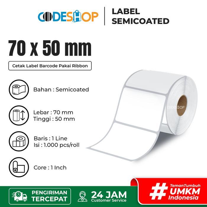 DISKON Label Semicoated 70x50mm / 70x50 / 70 x 50 mm 1 Line 1000 Pcs