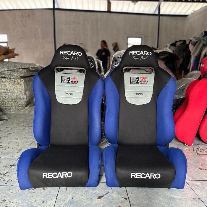 Jok mobil racing recaro topfuel biru hitam/jok mobil balap universal