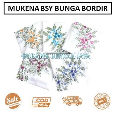 Mukena Putih Katun Bsy Bordir Murah Motif Bunga Timbul (Ukuran Dewasa)