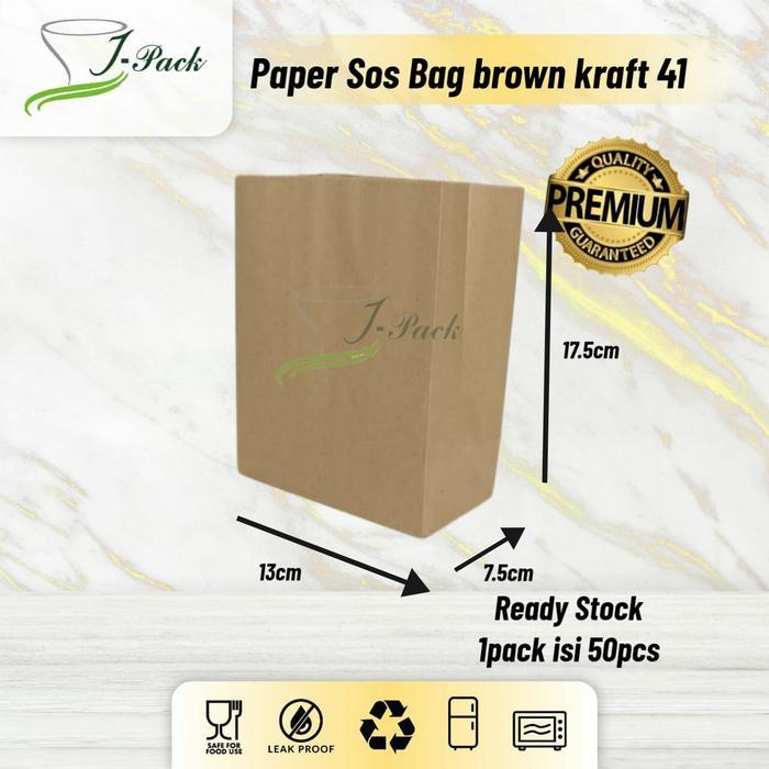 KANTONG KERTAS TANPA TALI SOS PAPER BAG BROWN/WHITE KRAFT POLOS 50 GSM
