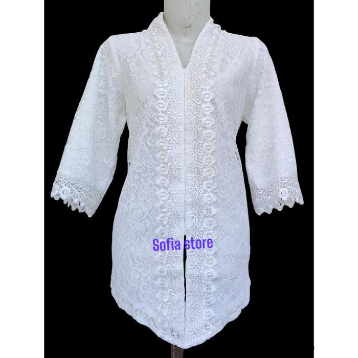 Atasan Kebaya Encim Brokat Brukat Warna Putih Sheila Kebaya Kartini