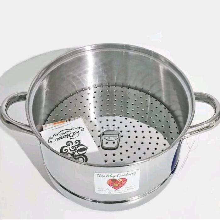 TERLARIS BIMA : PANCI LANGSENG AGUNA STEAMET STAINLESS + TUTUP 22 CM 24 CM PREMIUM KOMPOR INDUKSI /