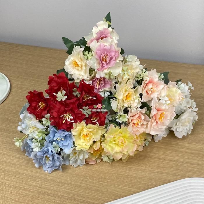 Bunga Hibis Bunga Dekorasi Premium (Satuan) Bunga Dekorasi Palsu Plastik Hiasan Dekorasi Buket