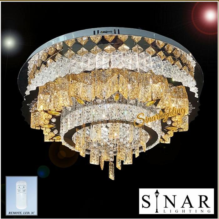 HARGA DISKON Lampu hias plafon kristal LED Remote 8501/60