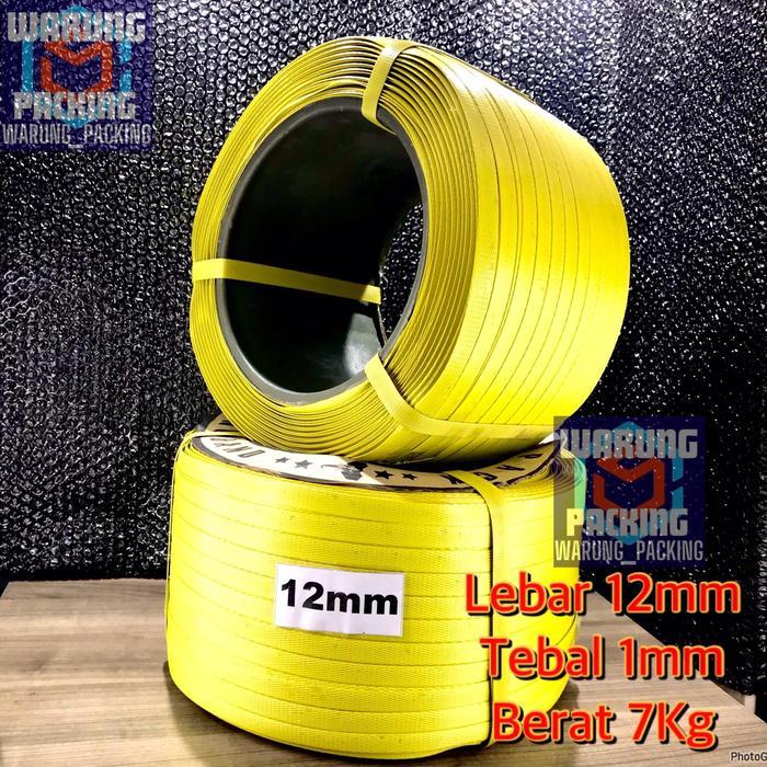Plastik strapping straping band 12 mm berat 7 kg tali kuning straping