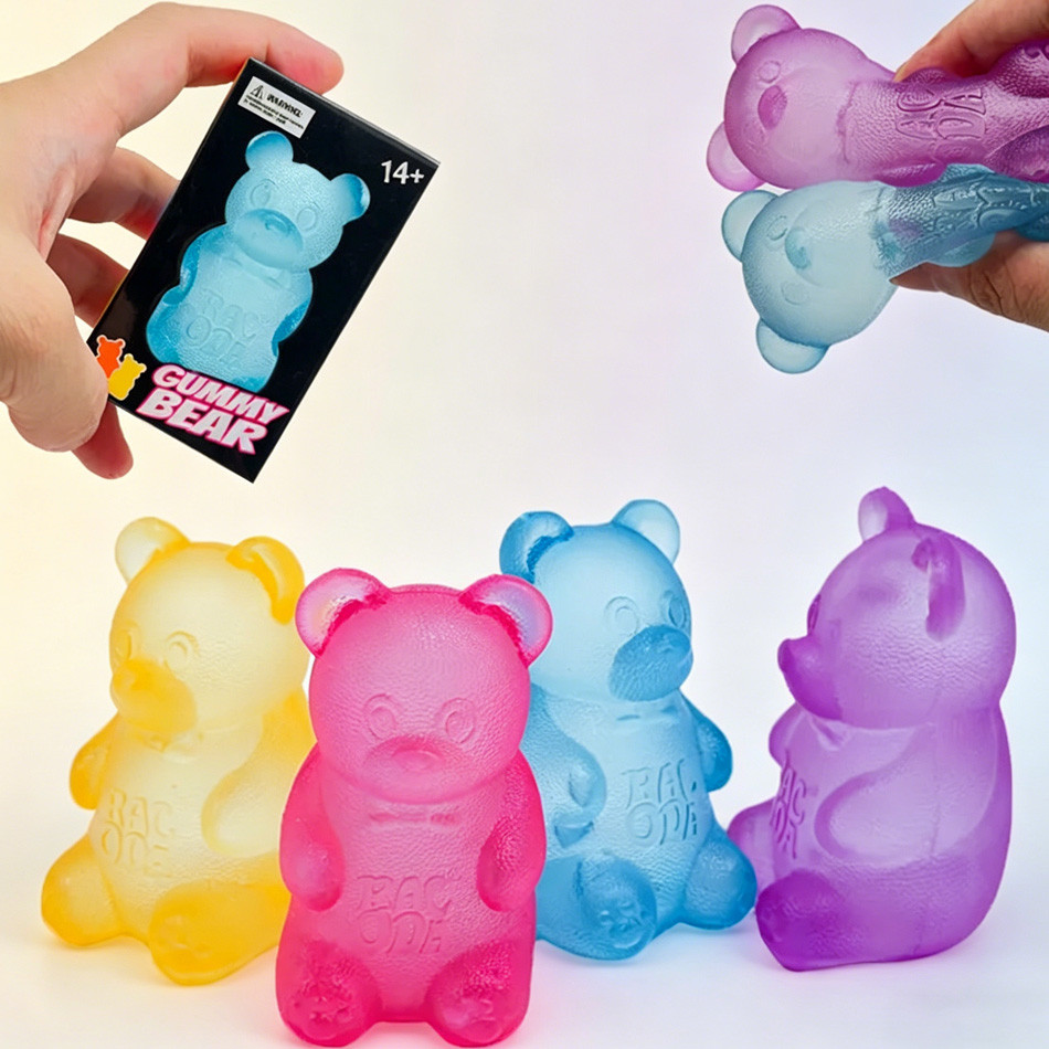 Stress Bear Squishy Ball Gummy Bear Toy Stress Relief Fidget Sensory Toys Soft Slow-Rebound