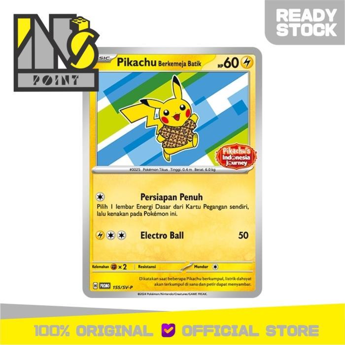 Pokemon Tcg Indonesia - Pikachu Berkemeja Batik Staryu Promo 155/Sv-P Pikachu'S Indonesia Journey