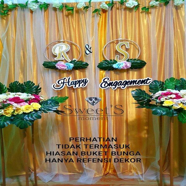 READY Paket Backdrop Lengkap Hiasan Lamaran Pernikahan Dekorasi dilapisi tile