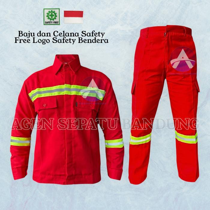 Premium Setelan Wearpack Safety Baju Safety Baju Kerja Bordir K3 Dan Bendera Indonesia Original
