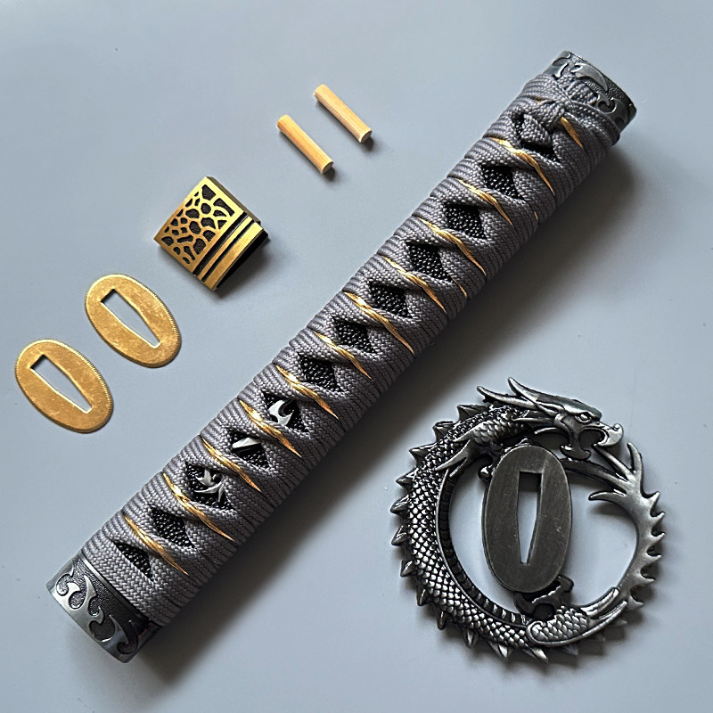 A Set Dragon Theme Japanese Samurai Sword Katana Wakizashi Tanto Guard Fittings Tsuba Menuki Fuchi