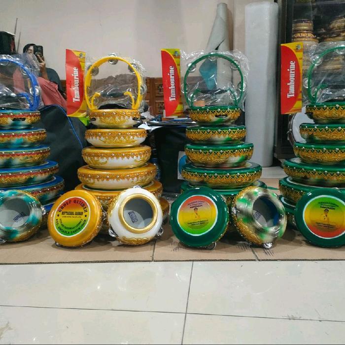 Premium Alat Musik Rebana Qosidah/Qasidah Lasqi Isi 8 Lengkap Plus Tamborin Original