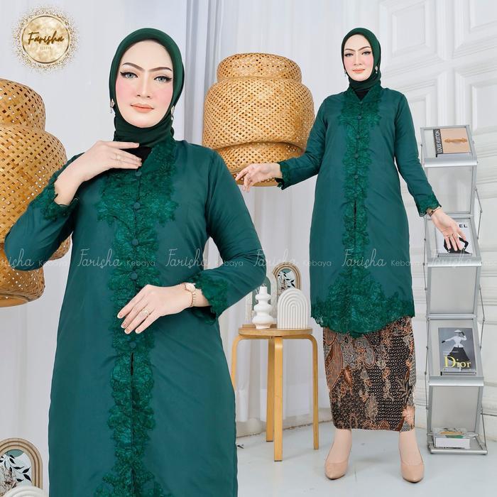 PROMO Kebaya Tunik Bordir Wanita - Model Terbaru - Baju Dress Dewasa Katun Panjang Tebal tunik + rok