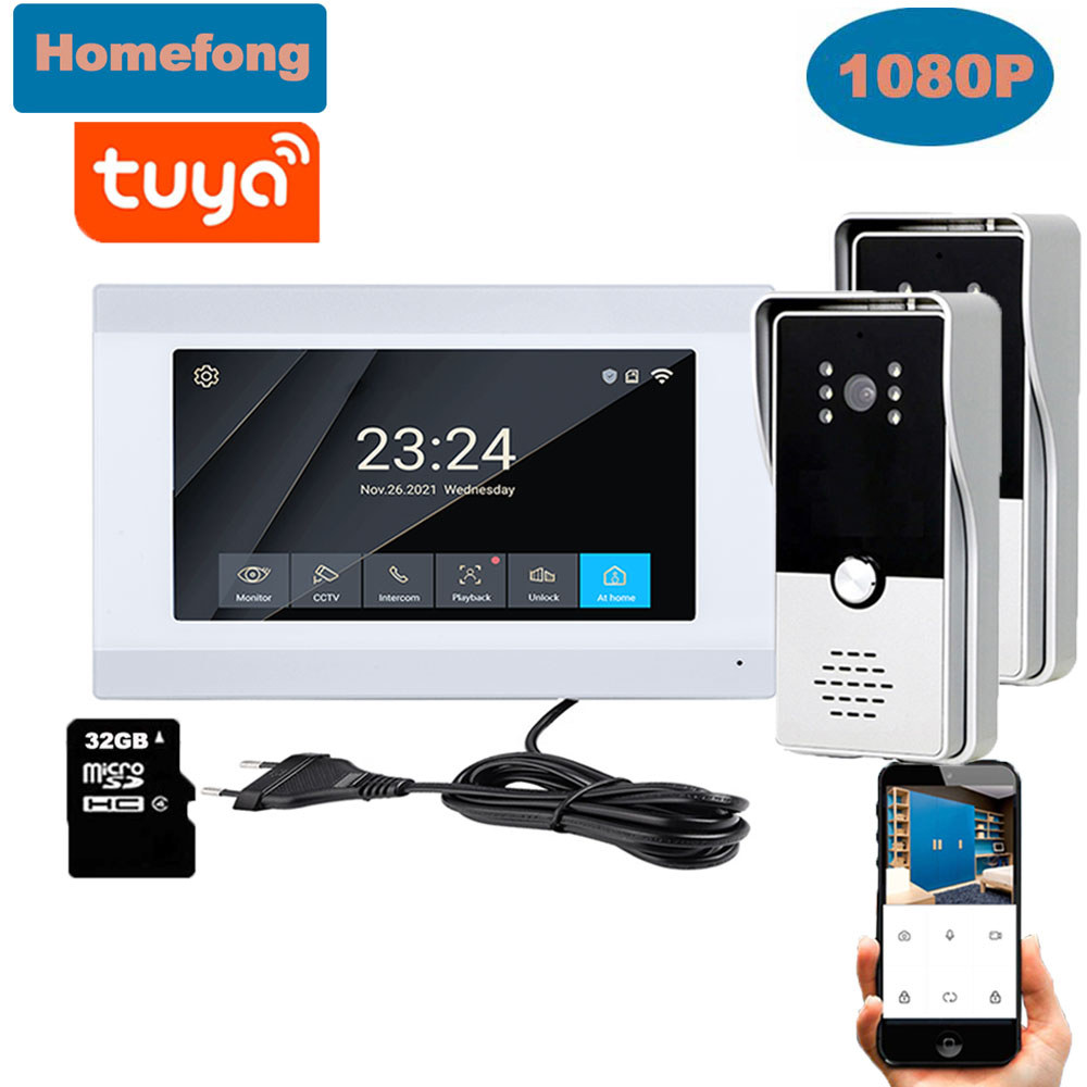 . Homefong Interkom Video Nirkabel 7 Inci Interkom Video Dalam Ruangan -