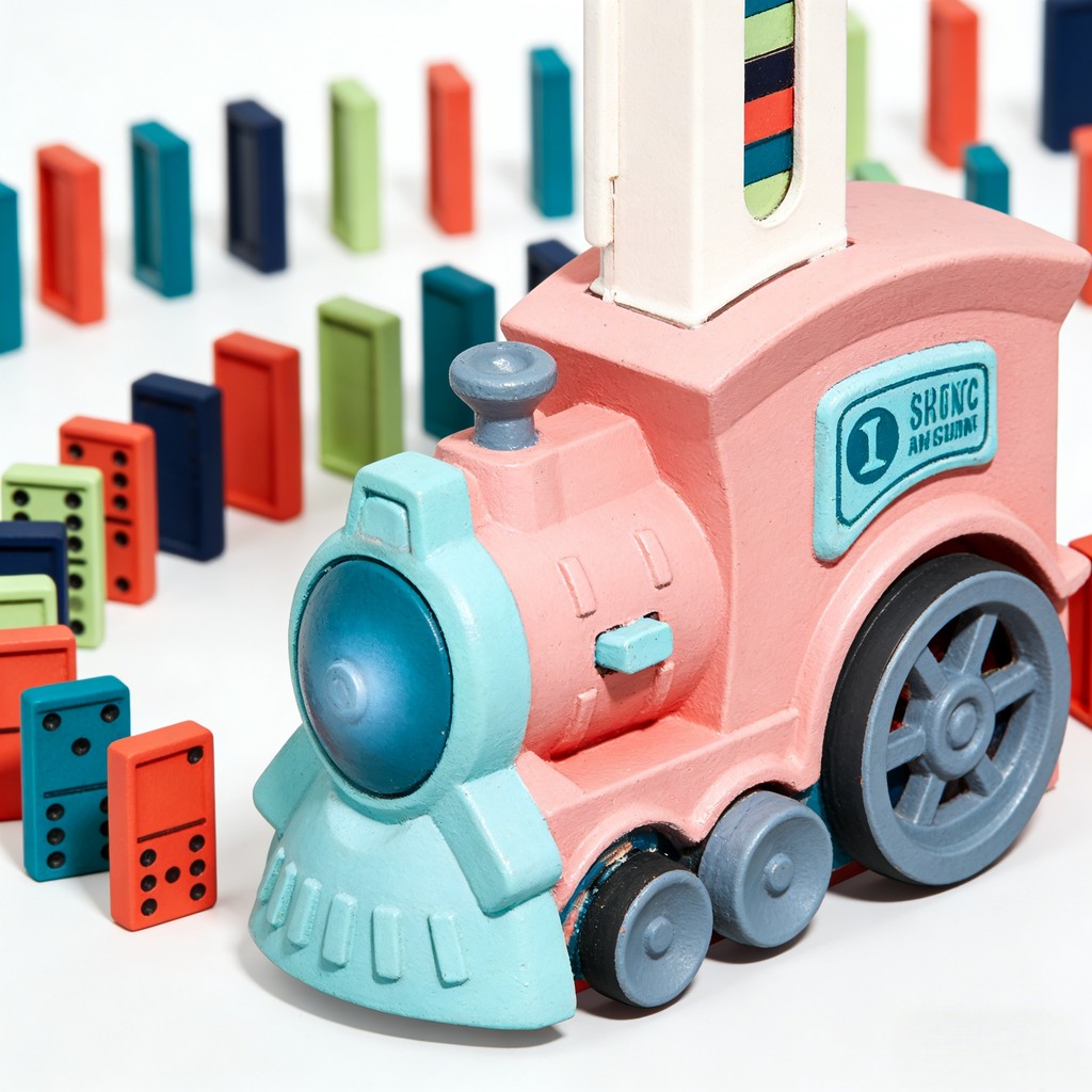 Domino Train Toy Set, Electric Automatic Domino Brick Laying Train, Creative Domino Game with