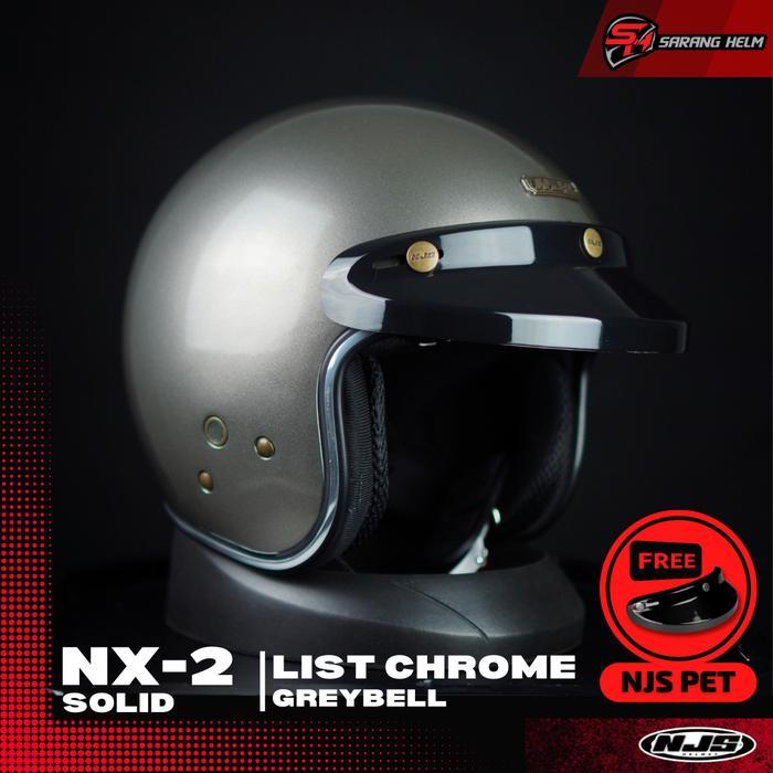 NJS NX-2 List Chrome Varian 3 - Helm Retro Retro Bogo Helm Bogo NJS Bogo NJS ORI SNI Helm Murah