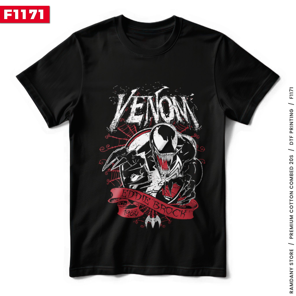 Kaos Film VENOM - Eddie Broch (F1171) | Baju Tebal Cotton Combed 20s DTF Premium