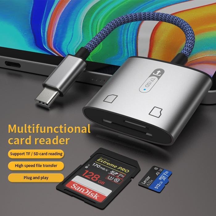 Type C to SD/TF Card Reader 2 in 1 Micro SD Adaptor OTG Adapter Tepsi MH367