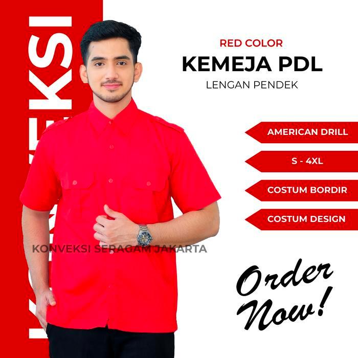 Pdl Baju Kemeja Seragam Kerja Pakaian Dinas Lapangan Merah Bordir