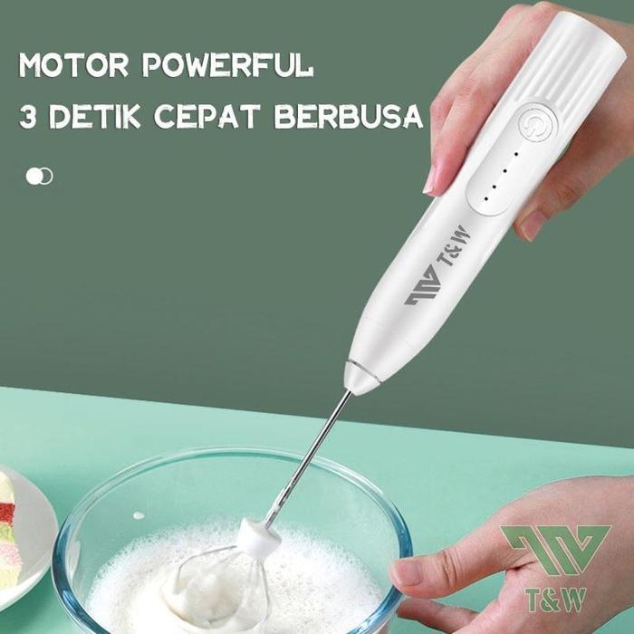 TNW KE5 ELECTRIC HAND BLENDER TANGAN PENGADUK KOPI MILK FROTHER USB PORTABLE HANDHELD MIXER