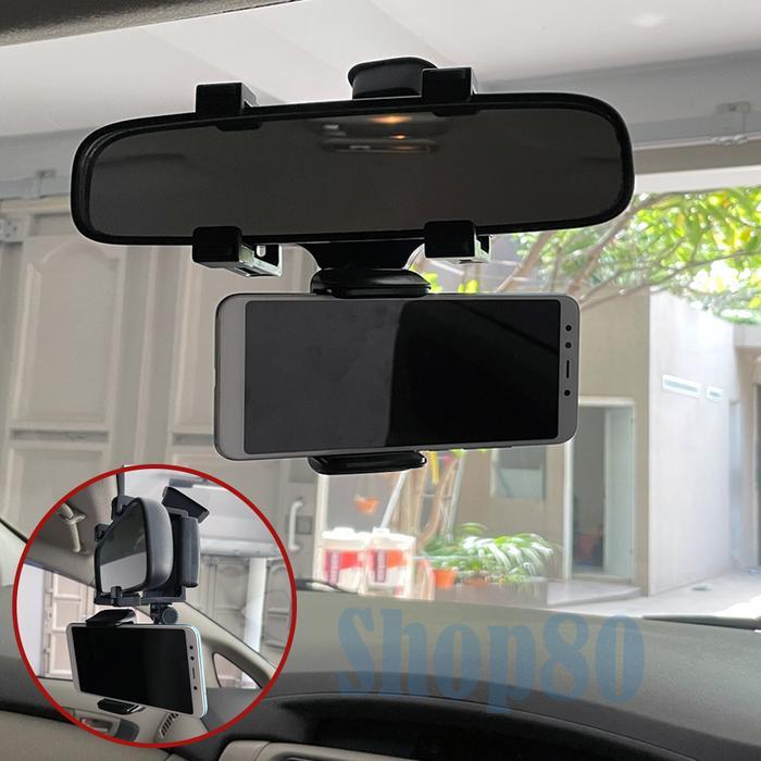 PHONE HOLDER KACA SPION GANTUNG MOBIL UNIVERSAL MIRROR TENGAH GPS MOUNT BRACKET TEMPAT HP HANDPHONE