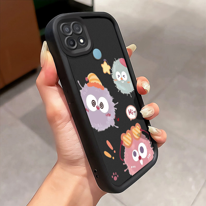 Casing Hp OPPO A15 A15s A35 Case konyol Bola kecil bulu warna-warni Kesing Kasus Tangga Langit Cesin
