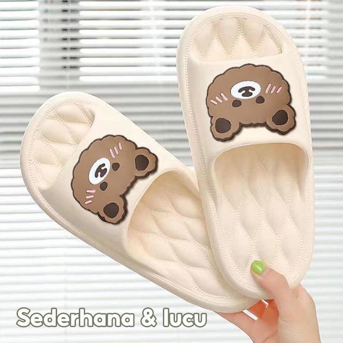 Promo Sandal Beruang / Sandal Slop / Sandal Rumah / Sendal Slop Shoes Wanita Cewek Jelly Karet