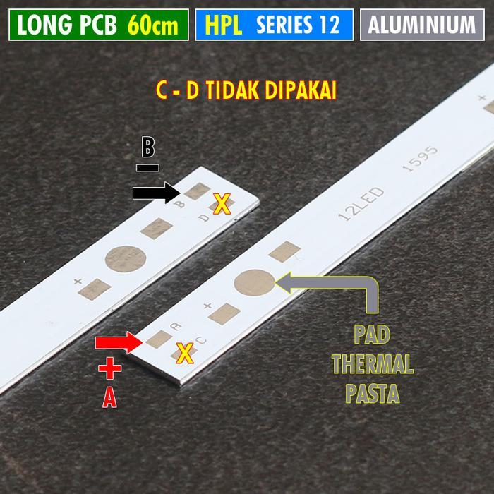 PCB HPL Panjang 60cm Seri 12 LED HPL 1W 3W 5W Aluminium Long PCB Plate DIY Lampu Tanning Akuarium