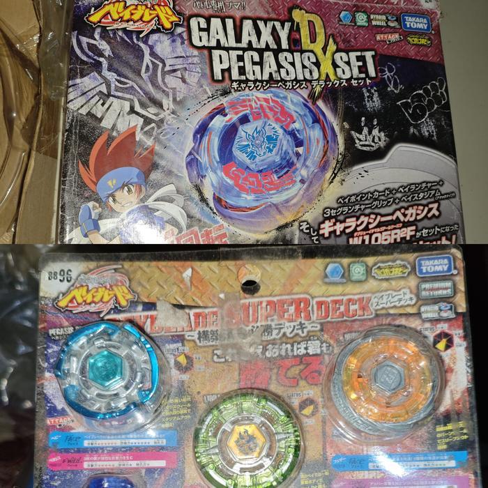 BEYBLADE GALAXY PEGASUS SET DX + BEYBLADE SUPER DECK TAKARA TOMY KODE 92