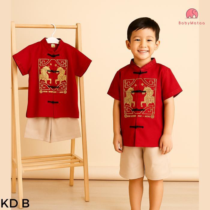 Boy Cheongsam Setelan Imlek Anak Laki Laki 4 5 6 7 8 9 10 Tahun Set Sincia Baju Imlek