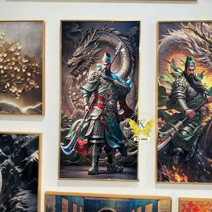 Lukisan Porcelain 5D Diamond Motif Dewa Kwan Kong Guan Yu Buddhist Buddha Pajangan Dinding Mewah