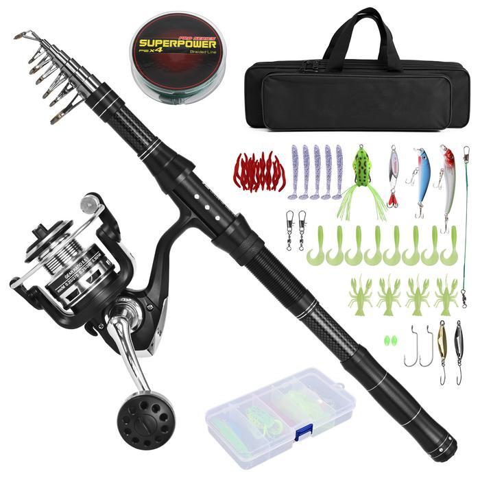 Fishing Rod and Reel Combo Portable Fishing Rod With Fishing Line Lures Carry Bag Fishing Rod with F