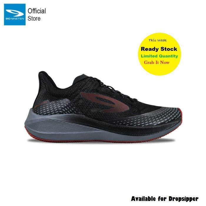 910 Nineten Haze Sepatu Running - HAZE 1.5 HITAM / ABU / MERAH Outdoor Lari