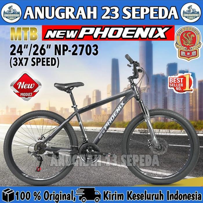 Sepeda Gunung MTB PHOENIX NP 2703 Ukuran 24, 26 Inch Rem Cakram