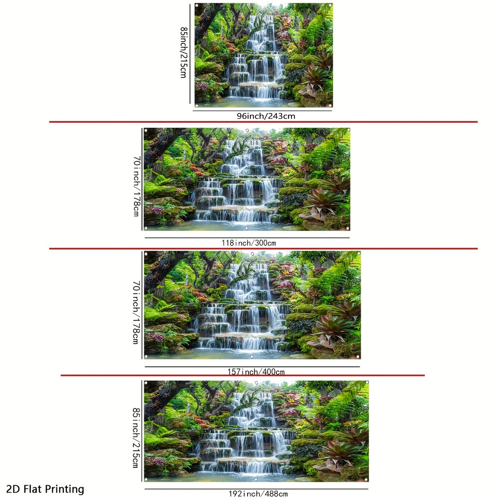 One large-sized retro landscape summer/autumn forest waterfall decorative background fabric,
