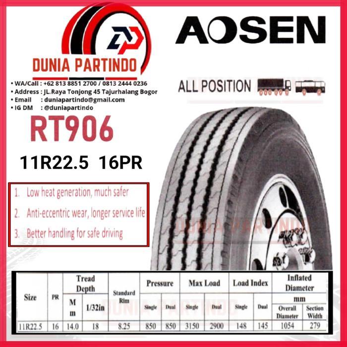 Ban Truk AOSEN RT906 Uk 11R22.5 16PR , Chat Diskon Untuk Harga&Stok