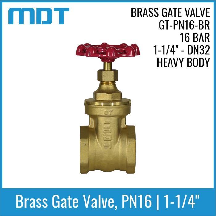 MDT GT-PN16-BR 1-1/4", Gate Valve, Brass, Threaded