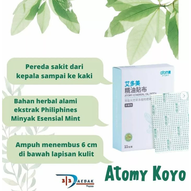 Atomy Ethereal Oil Patch - Koyo atomy isi 1pcs | Koyo pereda nyeri dengan aksi cepat dan efektif men