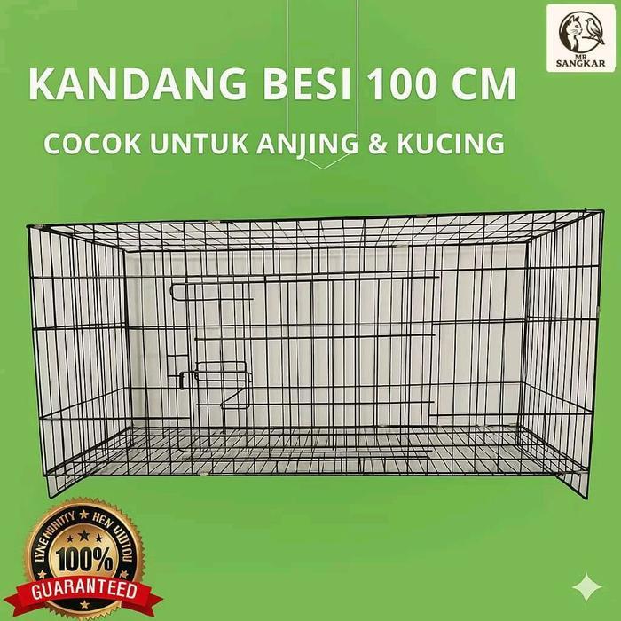 Kandang Besi Lipat 100Cm Untuk Kucing,Anjing,Musang,Tupai,Monyet Dll -Gratisongkir