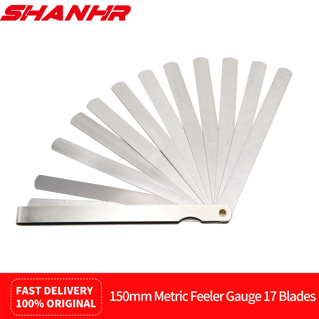 SHANHR 150 mm Length 17 Blades Feeler Gauge Metric Feeler Gauge 0.02-1.00 mm Measurement Instruments