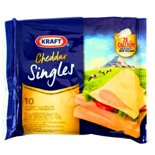 KRAFT CHEDDAR SINGLES 10`S SLICE KEJU 150GR