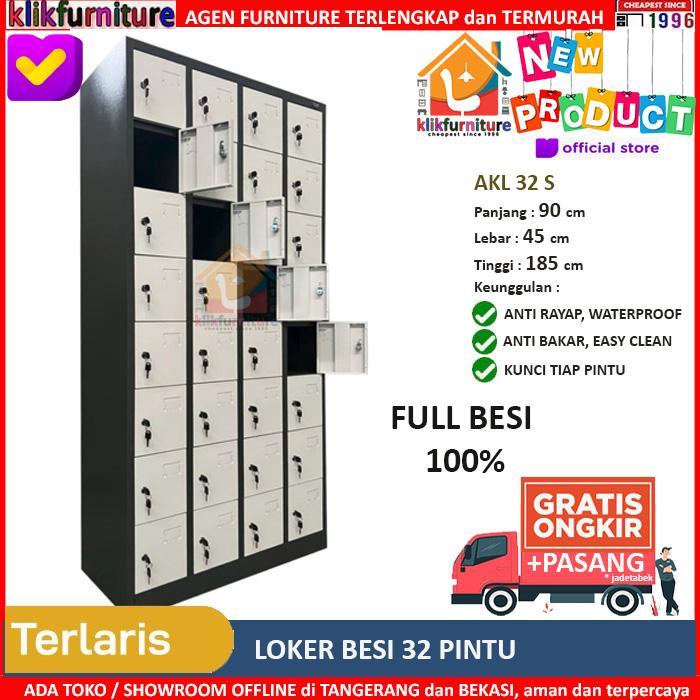 ` Lemari Loker Besi Locker Cabinet 32 Pintu Full Besi AKL 32 S