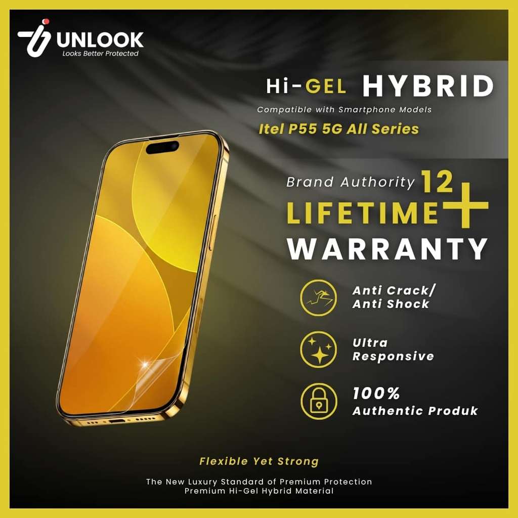 UNLOOK Hi-GEL Hybrid Pelindung Lentur for Itel P55 5G, P55 4G, P40 Plus, P40, P38 Pro, P38, City 200