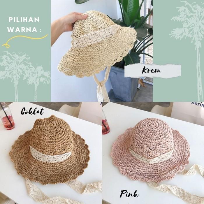 Topi Anyaman Pantai / Topi Noni Belanda Ada Tali / Topi Wanita Import